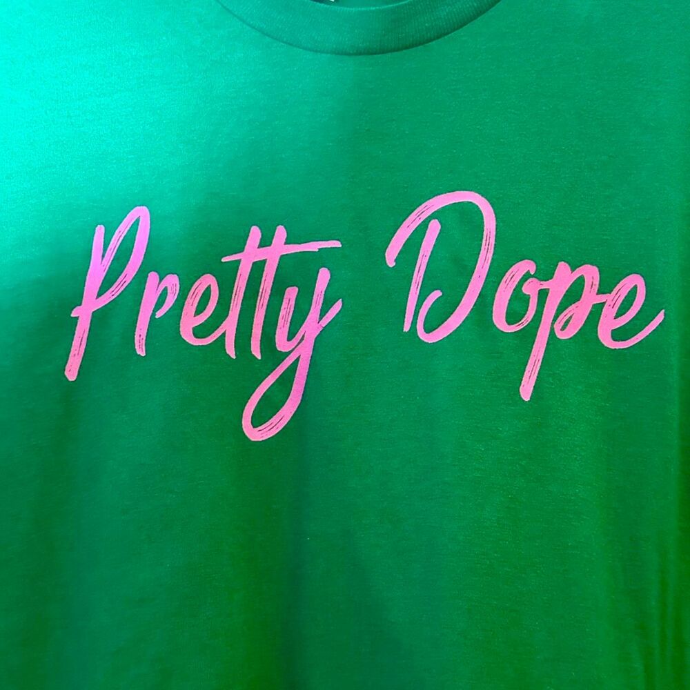 “Pretty Dope” XL Unisex Green 100% Cotton  American Apparel Tee NWOT